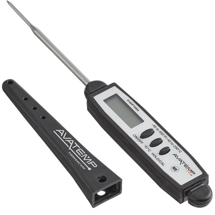 Food probe thermometer that display both fahrenheit and celsius